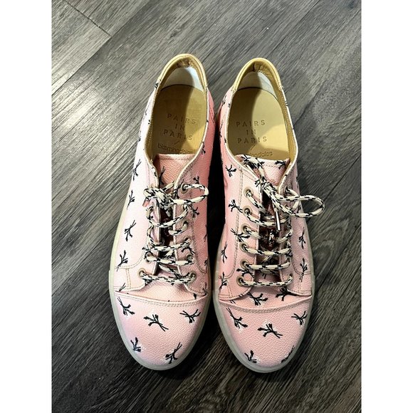 Pairs in Paris Broomingalas Women's Floral Print Leather Low Top Sneakers - Picture 1 of 8